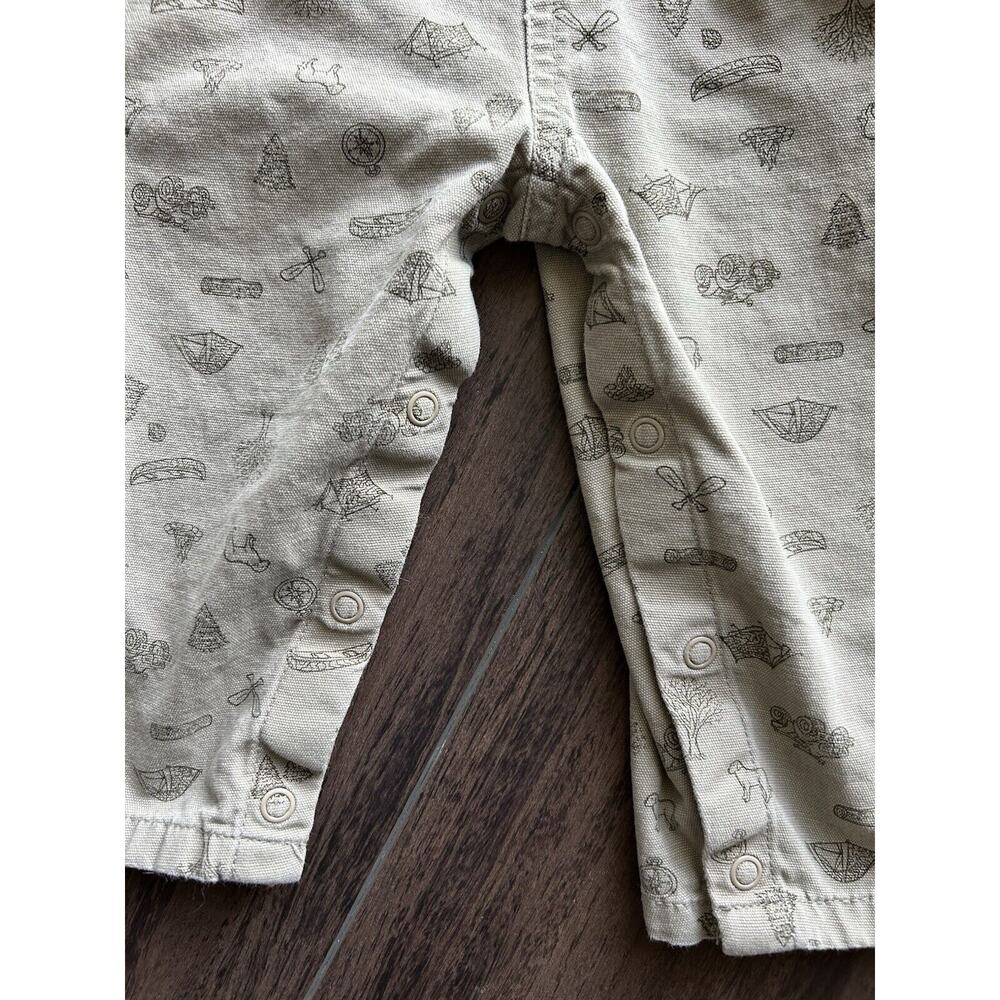 Carhartt Toddler Baby 18 Months Beige Happy Camper Bottom Snap Overalls - Picture 4 of 8